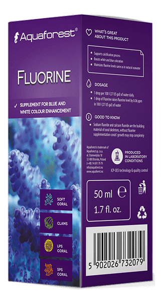 Aquaforest Spurenelemente – Iodum, Micro E, Fluorine, Iron, Kalium, Strontium – Fluorine 50 ml