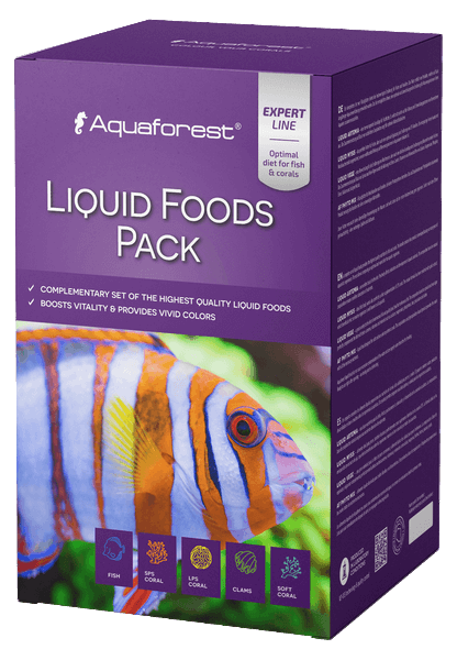 Aquaforest Flüssigfutter – Phyto Mix, Plankton Elixir, Rotifers, Artemia, Mysis, Vege – Liquid Foods Pack (4 x 250 ml)