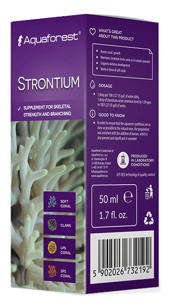 Aquaforest Spurenelemente – Iodum, Micro E, Fluorine, Iron, Kalium, Strontium – Strontium 50 ml